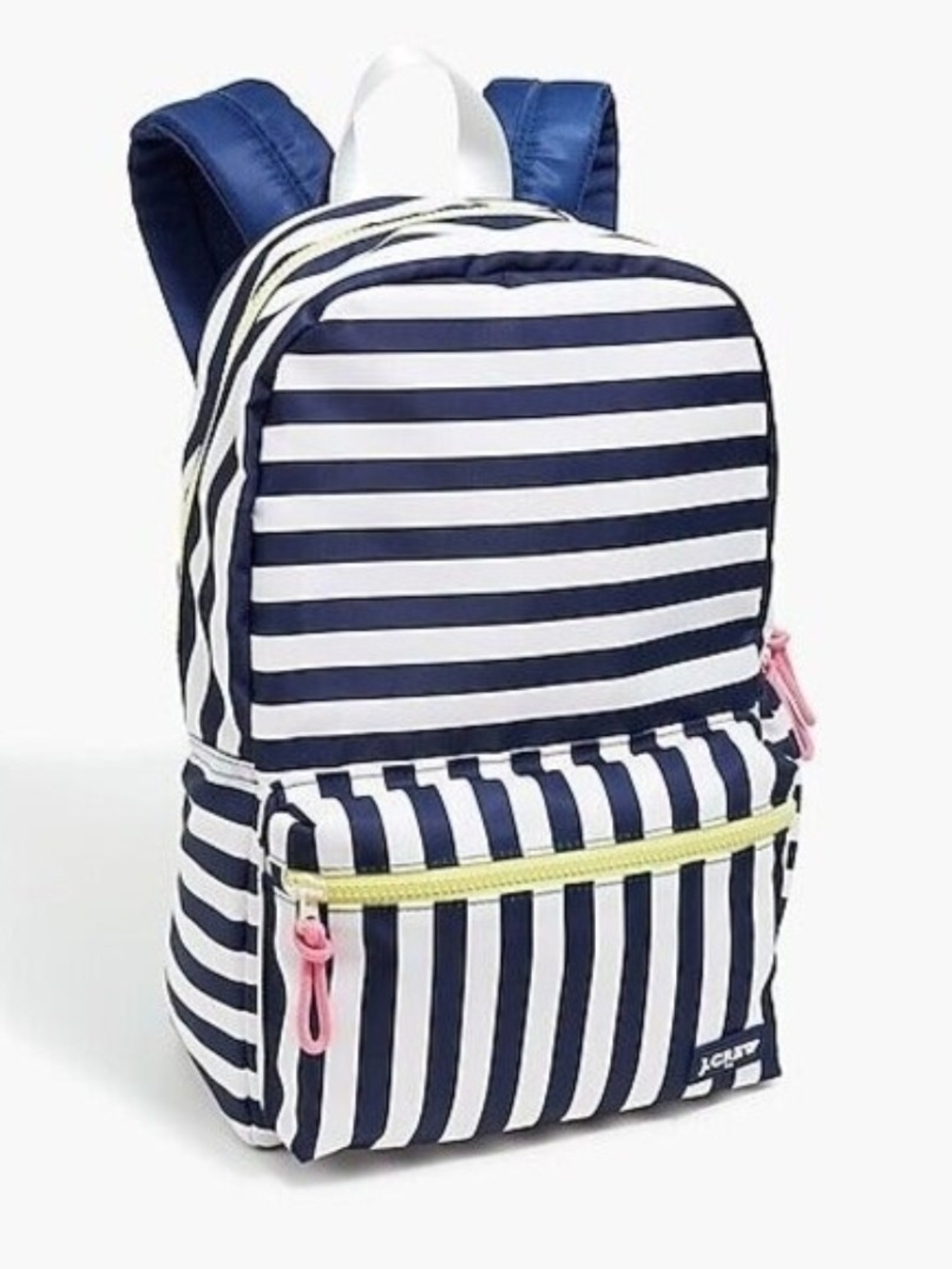 J. Crew Kids Navy and White Striped Backpack with Pink & Yellow Accents